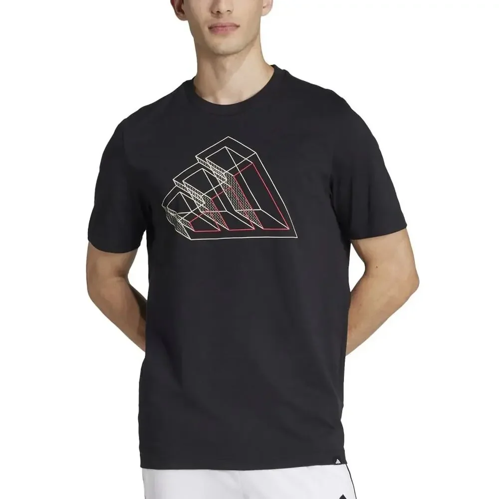 adidas Logo Tech Outline Graphic Tshirt Mens Small NEW JJ3866 black